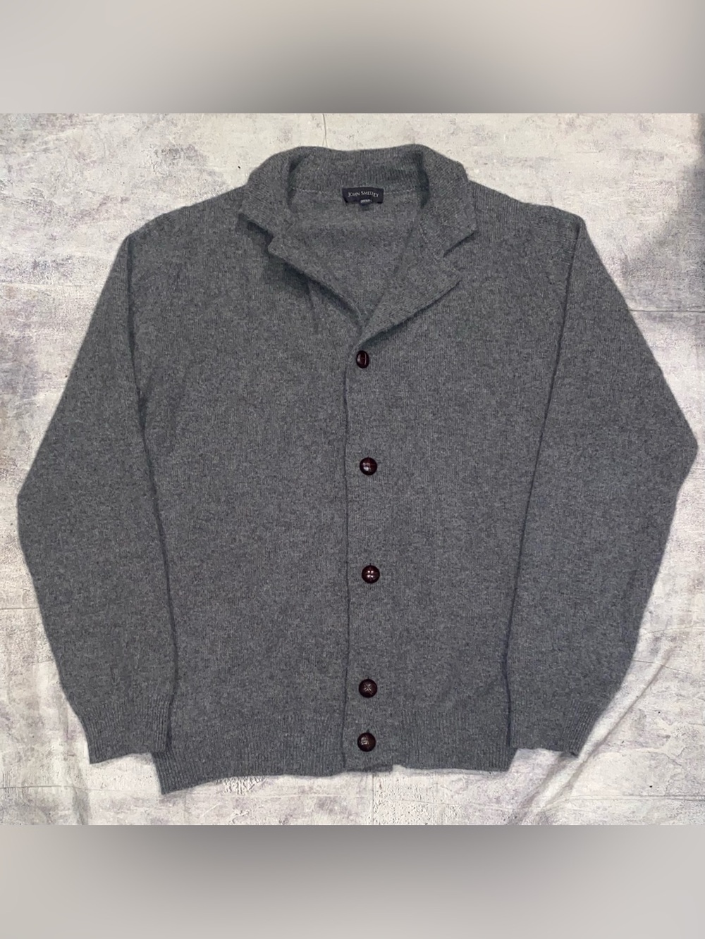 John Smedley Made In England Cashmere Merino Wool Button Collared Cardigan XL